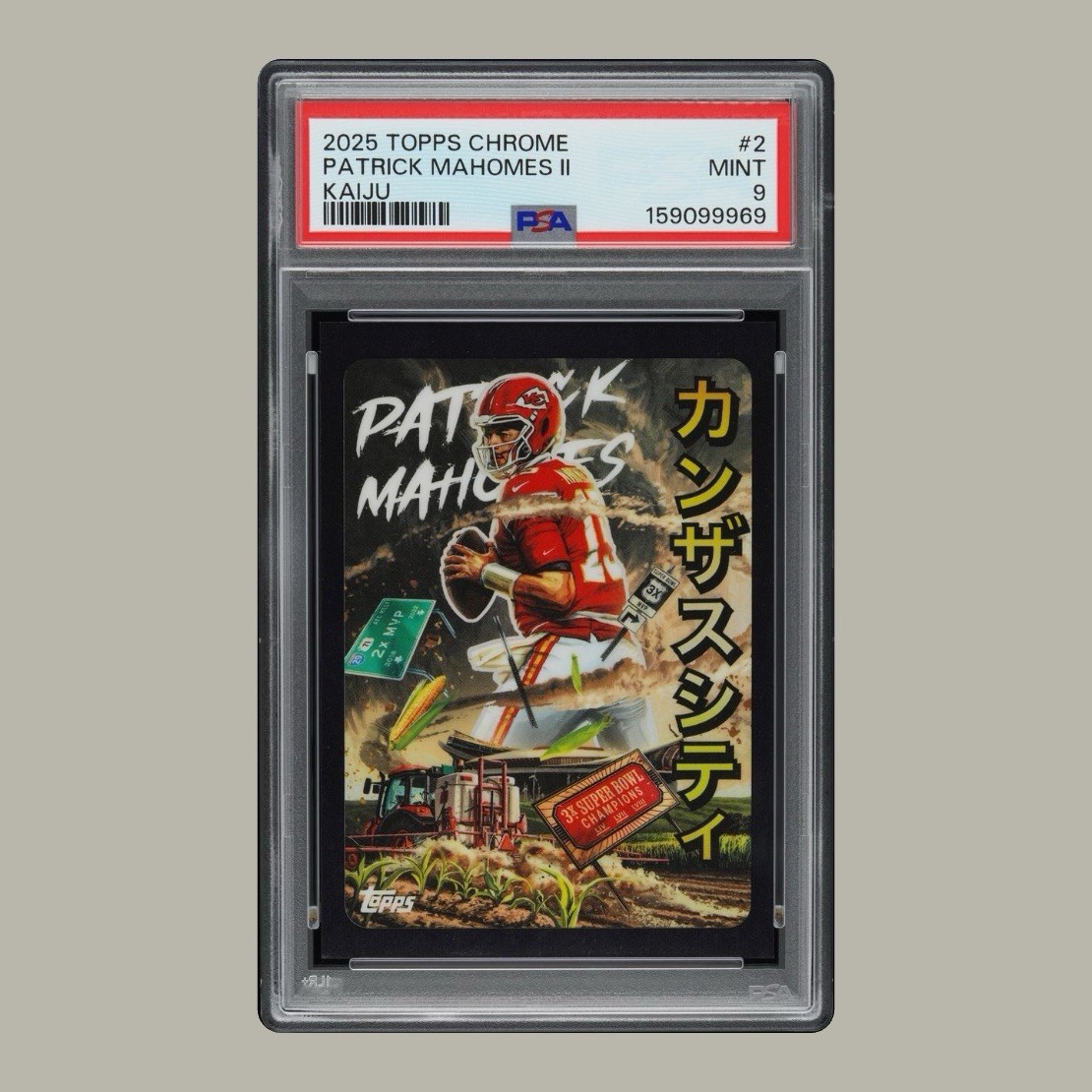 2025 TOPPS CHROME KAIJU #2 PATRICK MAHOMES PSA 9