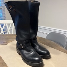 VIntage Sz 11E Chippewa TALL BLACK LEATHER ENGINEER BOOTS