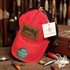 Strike King Retro Fishing Lures Leather Patch Legacy Dashboard Trucker Hat