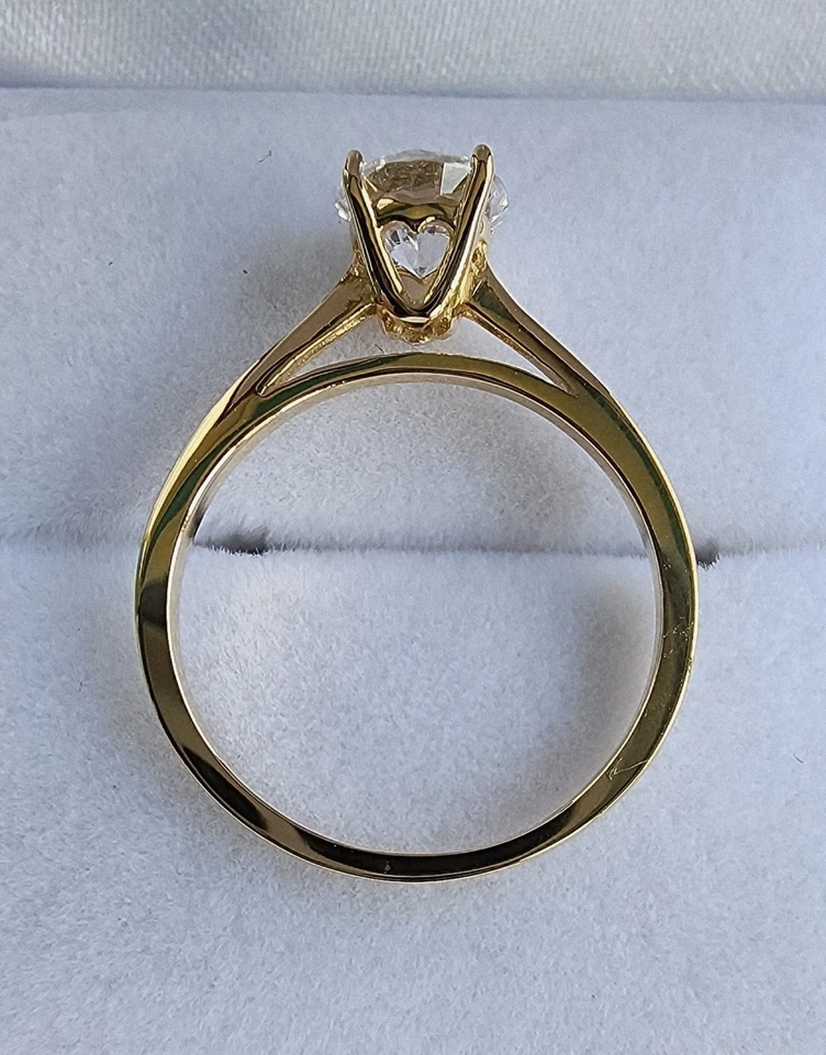 Anillo de boda de compromiso brillante redondo solitario de 1 quilate real de oro amarillo macizo de 14 quilates Foto 4 de 4
