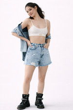BDG Donna A-Line Cut-Off Denim Corto Blu Chiaro Taglia 29,30 Nuovo con etichette $55