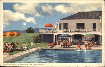 Whitefield NH Pool Mountain View Sports House 1930s-50s Vintage Postcard
