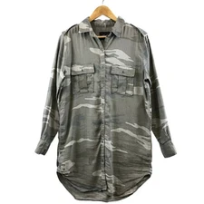 RAILS Camo  Linen Blend Long Sleeve Button Down Shirt Dress XS
