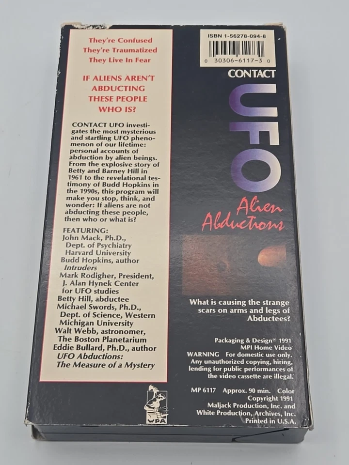 CONTACT UFO ALIEN ABDUCTIONS (VHS DOCUMENTARY) JOHN MACK BUD HOPKINS RARE  - Image 3 of 4