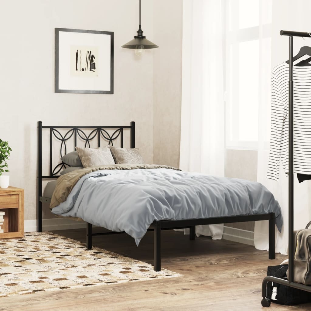 Giroletto con Testiera in Metallo Nero 80x200 cm 2404716