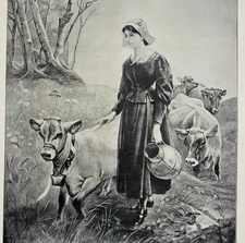 1902 Evangeline Typogravure Edwin Douglas Art Longfellow Poem Antique DWP8E