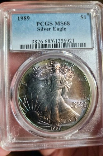 1989 BETTER DATE  PCGS MS68 American Silver Eagle Beautifully Toned ✨️/Video