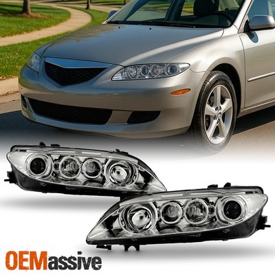 For 2003-2005 Mazda 6 w/o Fog Lamp Projector Headlights Headlamp Chrome Assembly