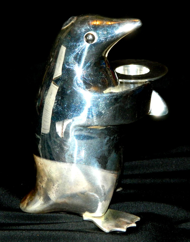 RESTORATION HARDWARE "PENGUIN CANDLE BEARER" SILVER PLATED, NEW IN BOX