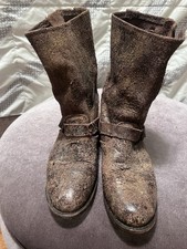 Brown Distressed Leather Ankle Boots