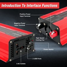 Car Inverter DC12V-AC110V Dual USB Color Display Red