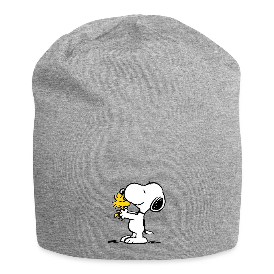 SPREADSHIRT Peanuts Snoopy Und Woodstock Jersey-Beanie, One size, Grau meliert