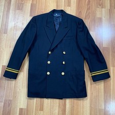 Vintage Ralph Lauren Blazer Women 12 Double Breasted Worsted Wool Crest USA Made