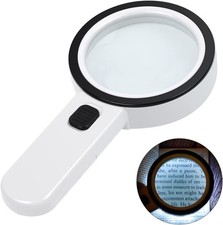 Handheld Magnifying Glass for Seniors - Lighted 3X Magnifier with Glass Lens