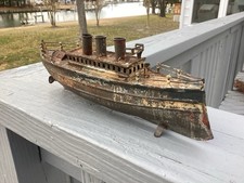 ANTIQUE FLEISCHMANN TIN WIND-UP OCEAN LINER CLOCKWORK BOAT SHIP early 1900s