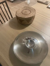 Modernist FRONTGATE 14.5" Stainless Steel Round Insulated Chip &Dip Serving Tray