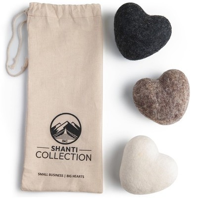 Big Heart Reusable Handmade Wool Dryer Balls for Laundry 3-Pack XL, Wool Ball...
