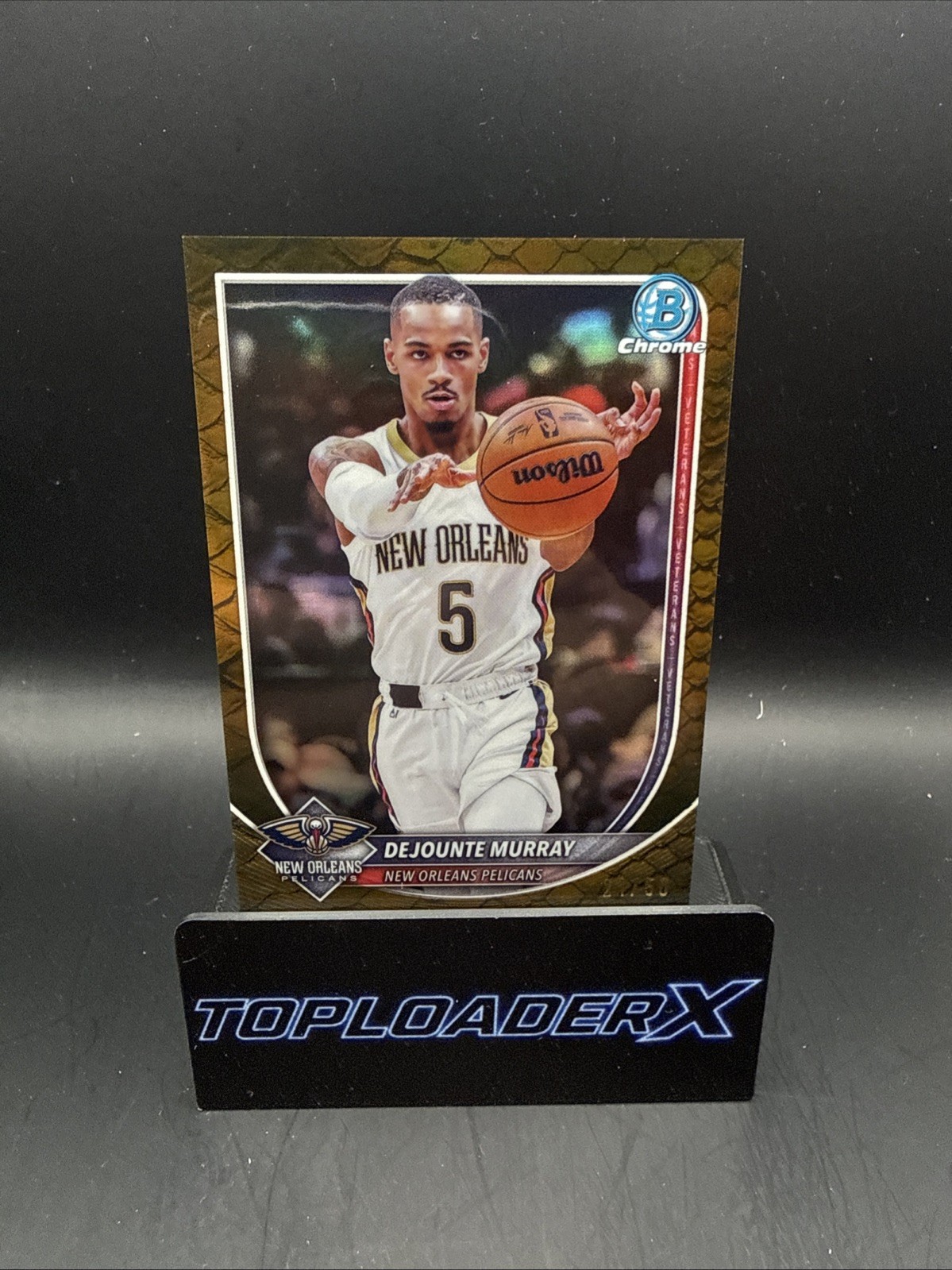 2025-26 Bowman Dejounte Murray Chrome Reptilian Gold Refractor #/50 Pelicans