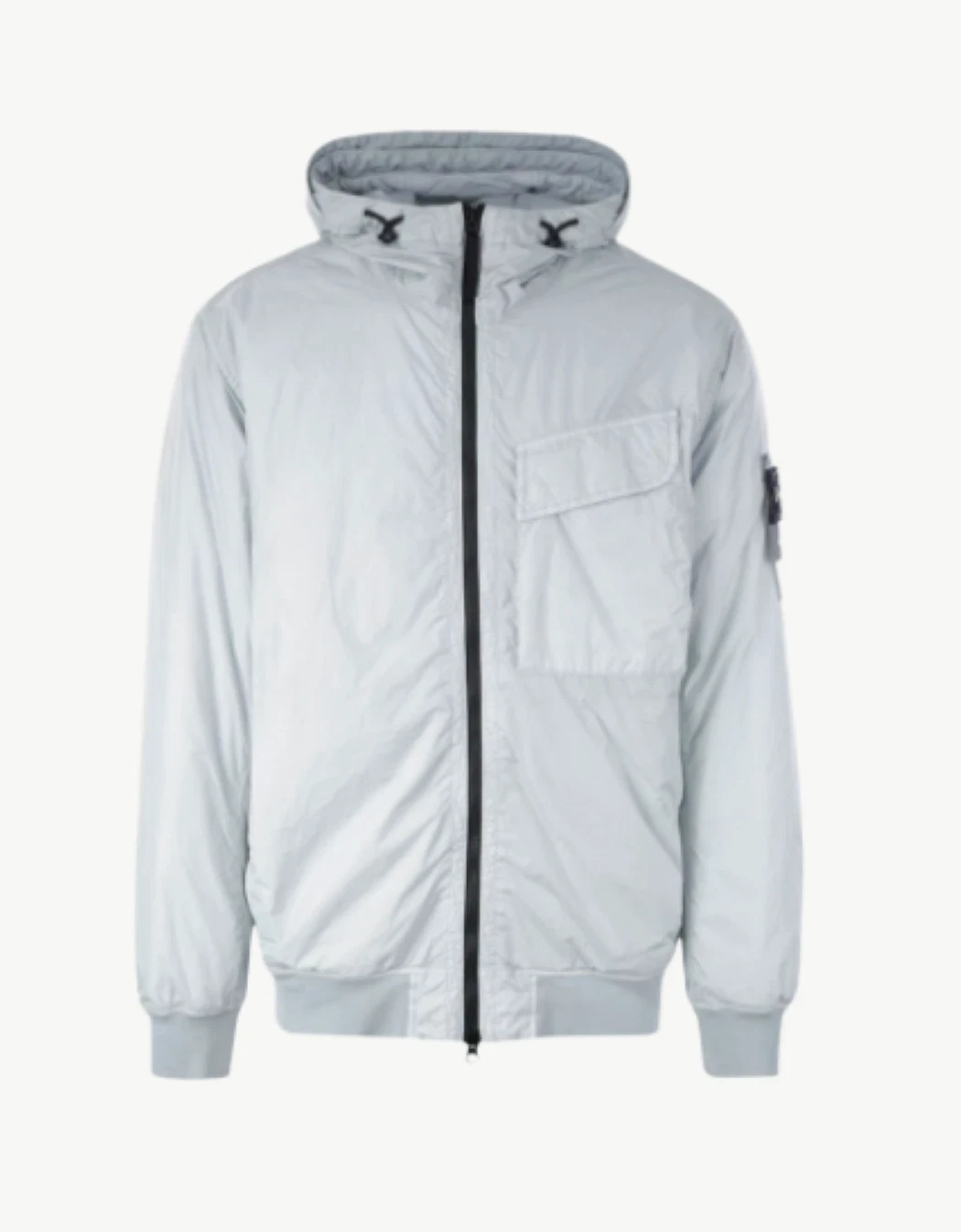 Stone Island piumino stropicciato con cappuccio grigio chiaro 40723 139724303