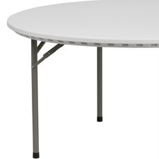 Flash Furniture 60" Round Plastic Folding Table in Granite White