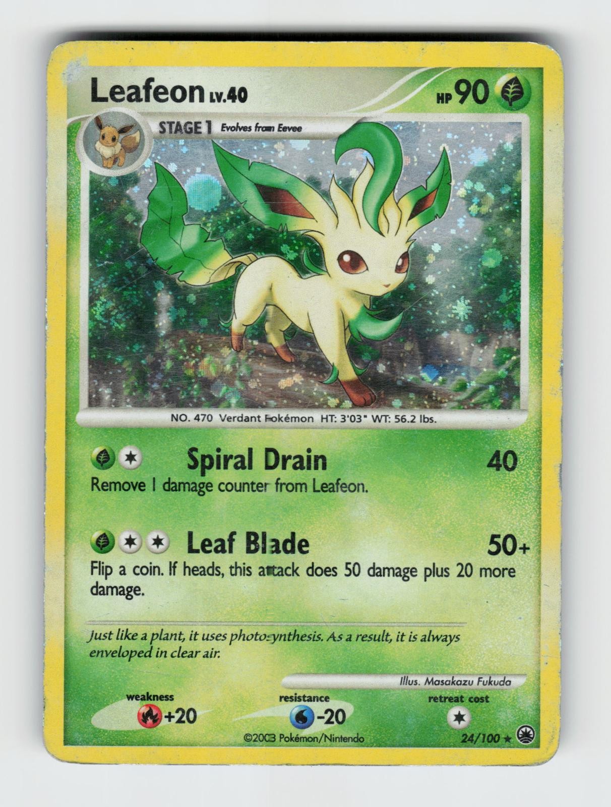 Leafeon (DP Majestic Dawn) 24/100 Holo Rare Deck Exclusives Pokemon MP Fukuda