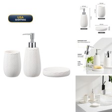 Modern Farmhouse White Ceramic Bathroom Accessory Set