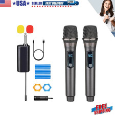 Wireless Dual Handheld Microphone Set Professional Speech Karaoke w/Receiver 2PK
