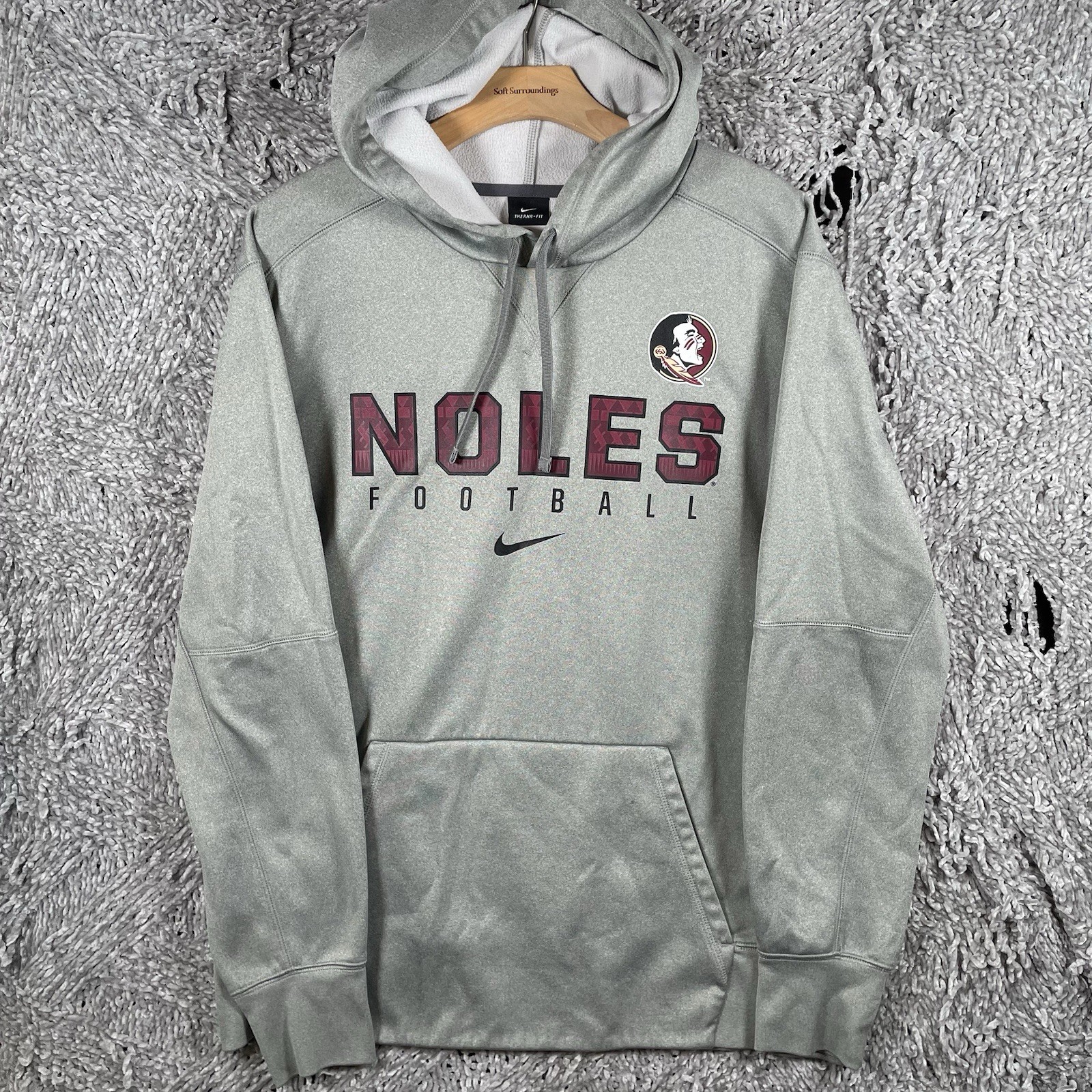 Fsu Florida State Seminoles Hoodie Mens Large Nike Therma-Fit Gray Ncaa Go Noles