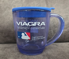 Vintage Viagra Pfizer MLB Travel Mug Pharmaceutical Promo Baseball Lidded
