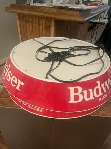 VINTAGE BUDWEISER BEER HANGING POOL TABLE BAR LIGHTS SET OF TWO needs a bulb