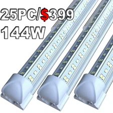 25/Pack 8FT LED Shop Light T8 144W Linkable Ceiling Tube Fixture Daylight 6500K