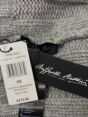 $275 Raffaello Bettini Womens Gray Cashmere Plush Faux Fur  display picture 1