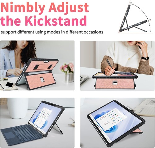 Case fit Microsoft Surface Pro 11/10 /9/8 13-Inch, with Stent Cover, Hand Strap - Picture 4 of 7