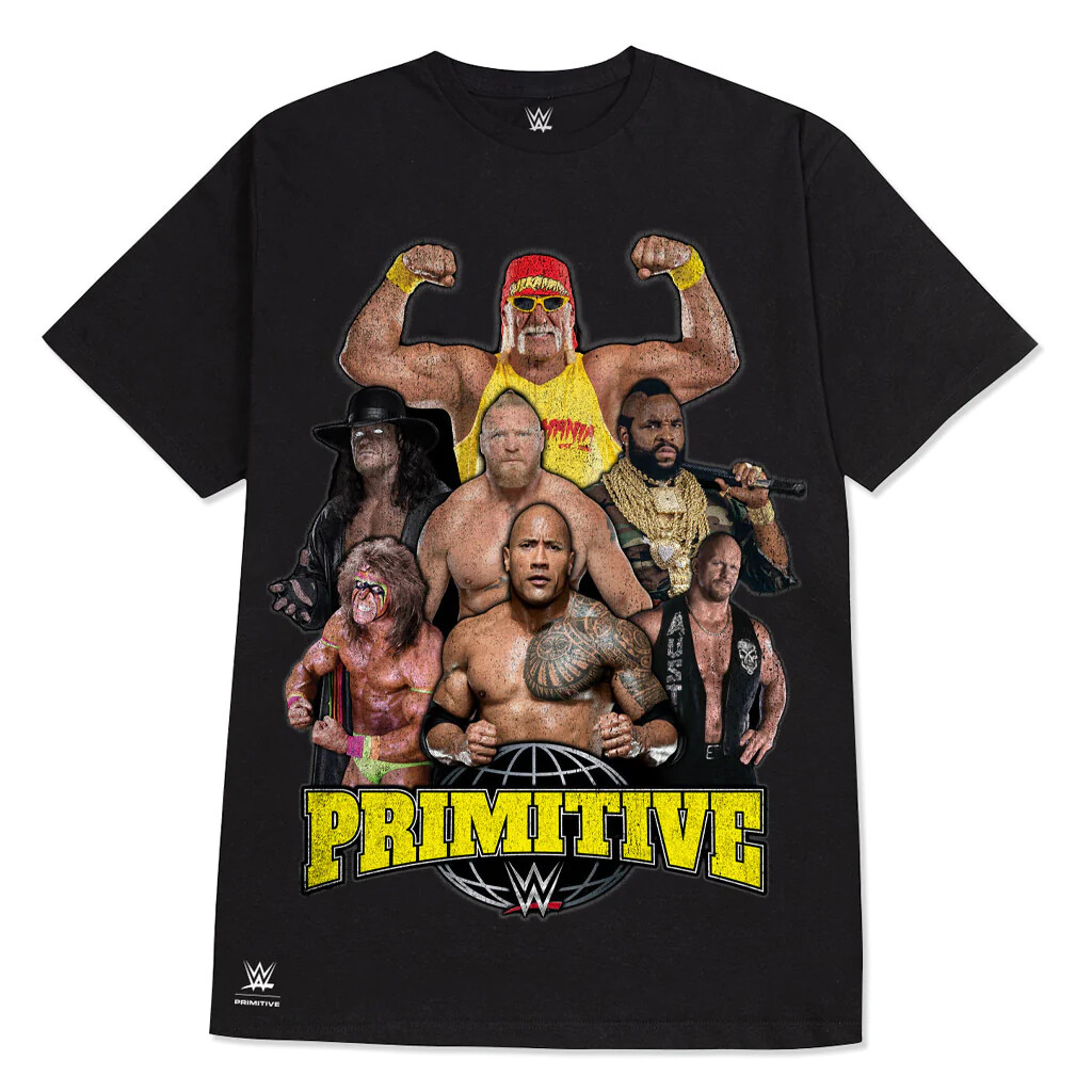 Primitive x WWE Mania Black - Men's T-Shirt Tee Hulk Hogan The