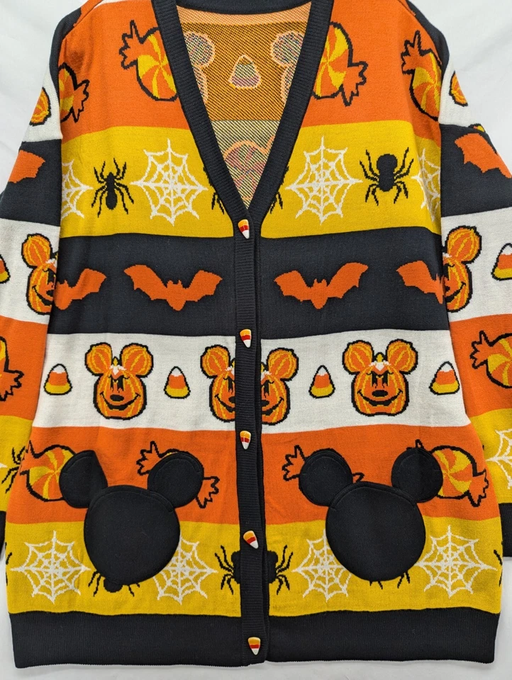 Cardigã listrado Her Universe Disney ícones de Halloween abóbora Mickey plus size 3 - Imagem 2 de 4