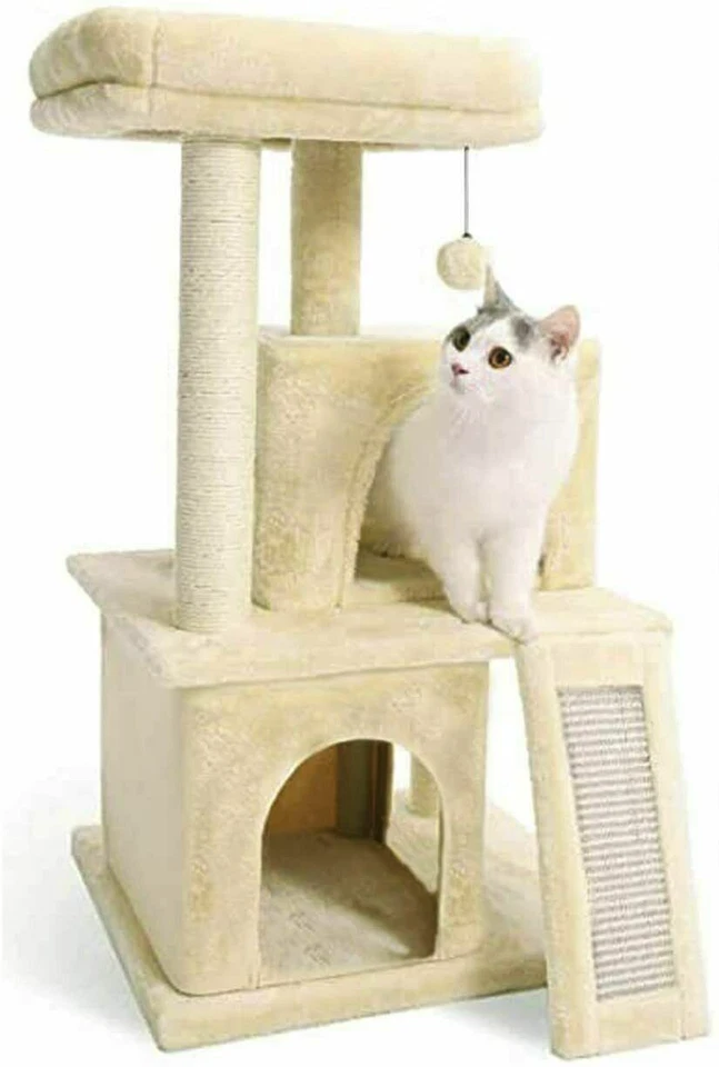 33'' Multi-Level Activity Cat Tower Cat Tree with Sisal Posts for Adult Cats USA - Image 2 of 4