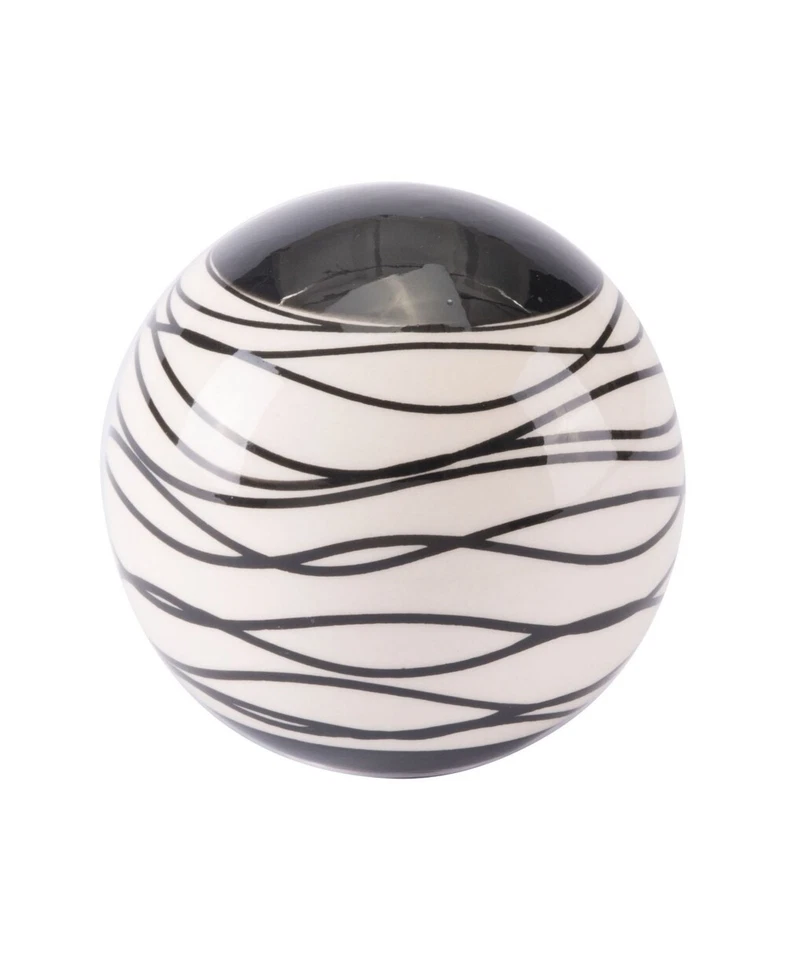 Zuo Moderno 263286 Decoración Rayas Bola Cerámica Negro Y Marfil Juego de 2 Piezas Foto 2 de 2