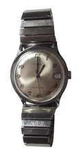 Vtg Timex Mens Wrist Watch Water Resistant flex band silver-tone AS IS