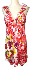 Muse Vintage Y2K Women’s Babydoll 3D Appliqué Dress size 8 Stretch Knit V-Neck