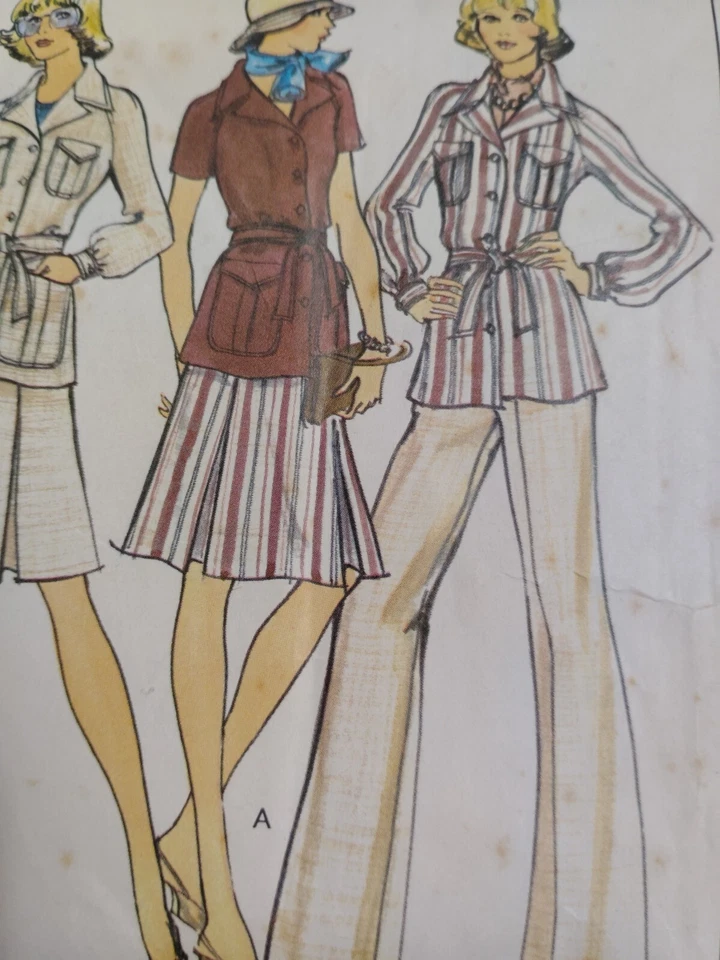 Vogue 6520 Jacket Skirt Pants Sewing Pattern Ladies 12 VTG Cut Pleated Wide Leg - Image 4 of 4