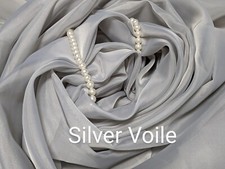 Silver 116" wide sheer Voile by yard, party decoration, craft. Free swatches