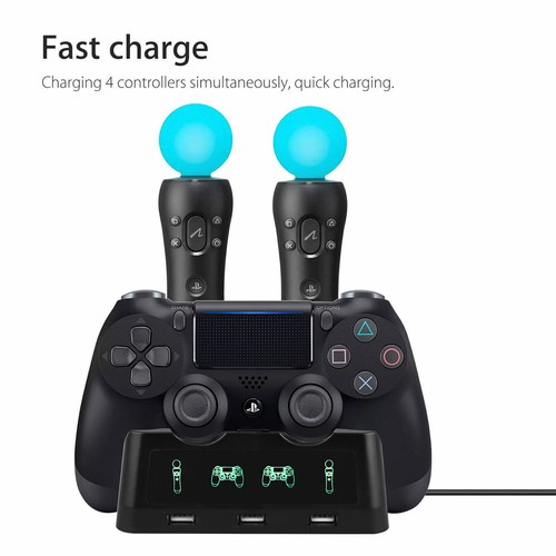 4 in1 Controller Charger Dock Station Stand LED For Play Station PS4/MOVE/VR NEW - Picture 5 of 8