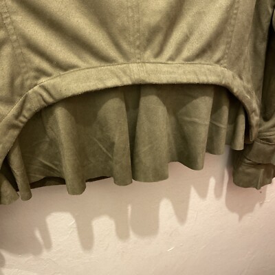 Veste Moto Simili Daim G By Giuliana - Taille M, Couleur Olive Foncé, Style Biker