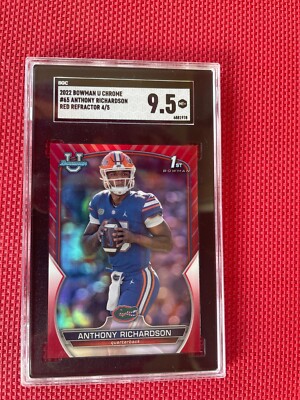 2022 Bowman Chrome U #65 Anthony Richardson ROOKIE RC RED Refractor 4/5 SGC 9.5
