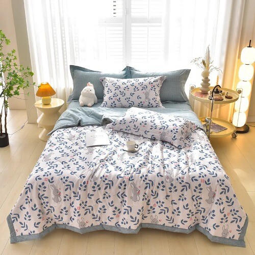 Plaid Cool Quilt Washed Cotton Comfortable Lightweight Air Condition Comforter - Picture 11 of 36
