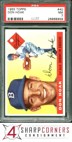 1955 TOPPS #40 DON HOAK DODGERS PSA 7