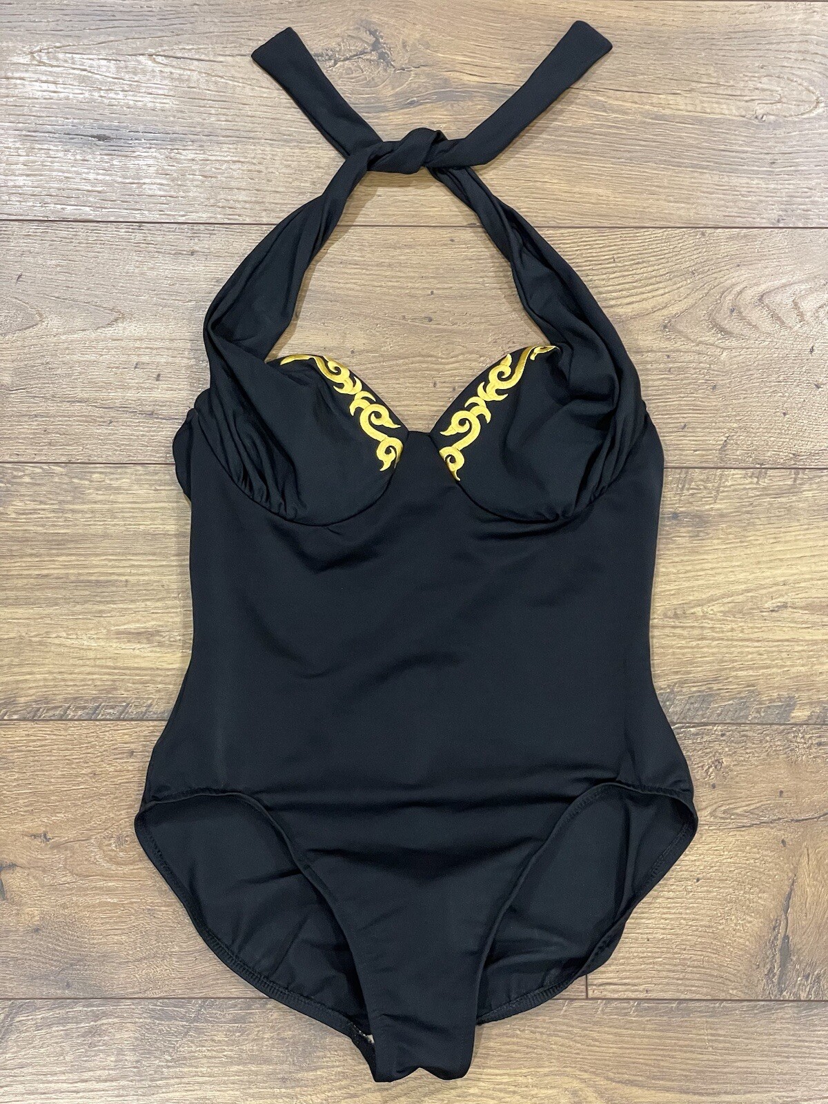 Miraclesuit Swimsuit One Piece Black Gold Scroll 8 / … Gem