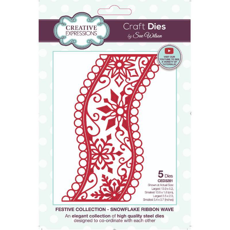 Creative Expressions Sue Wilson Festive Snowflake Ribbon Wave Craft Die