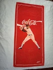 Vintage 1991 Coca-Cola Baseball Player Red Cotton Beach Towel 55"x27" Rare