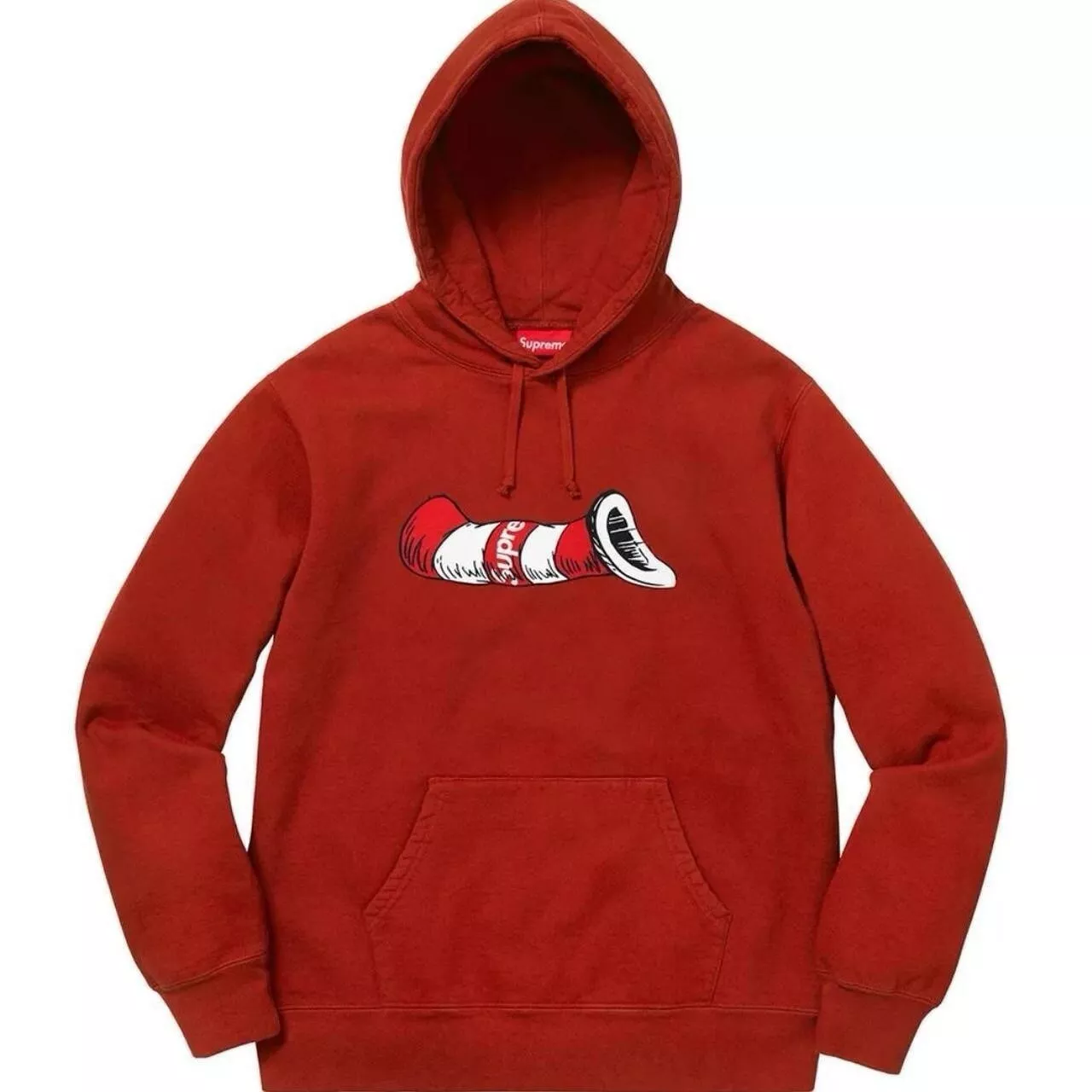 Sweat à capuche rouge Supreme Cat in the Hat taille moyenne NEUF